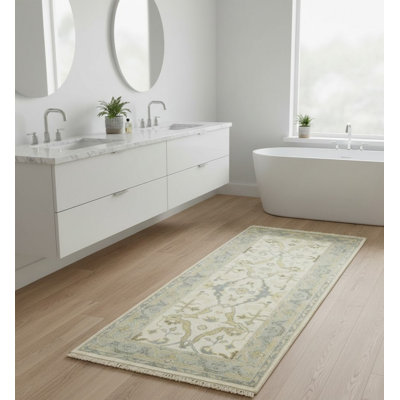 Cream Floral 3x6 Oushak Oriental Rug