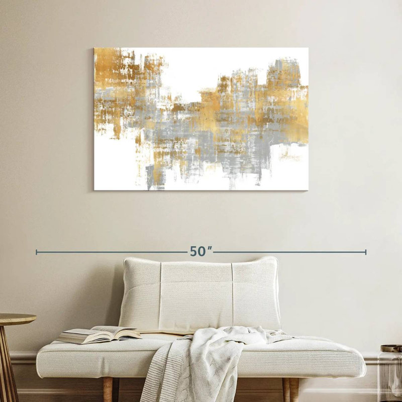 Avery dynamique doré sur gris I, H 26 po x l 39 po