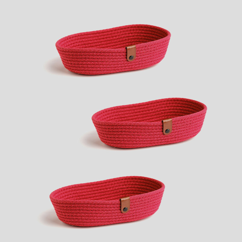 Latitude Run Cotton Decorative Basket, Red