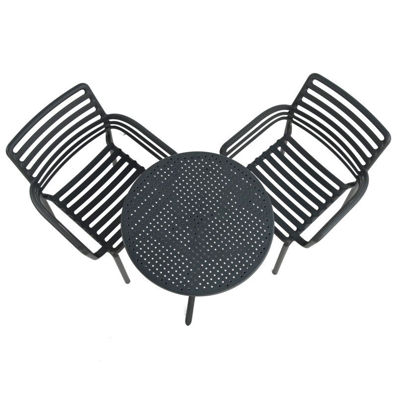 2 - Person Patio Dining Set with Round Table, Anthracite