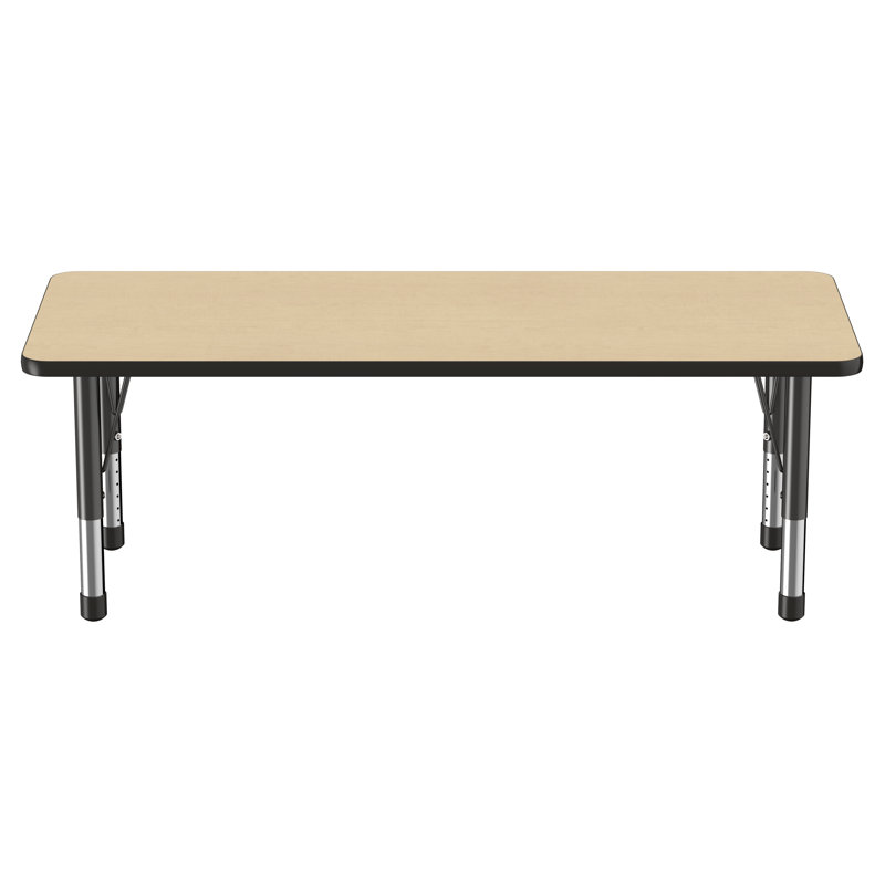 Table d'activité rectangulaire à hauteur réglable en forme de T, 24 po x 60 po, Érable / noir, Épais