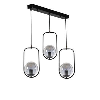 Industrial Scandinavian Chandelier, Black Metal, 21.7 x 7.1 inches | Adjustable Height, E27 Socket (Max 40W), 100% Metal with Oven Dried Paint & Tumbled Coating | Perfect for Modern Living Rooms & Dining Areas