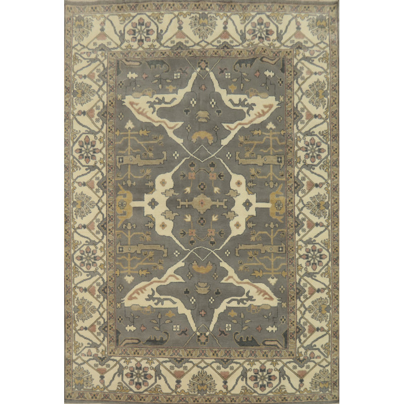 Tapis indien fait à la main gris Oushak 9 x 12