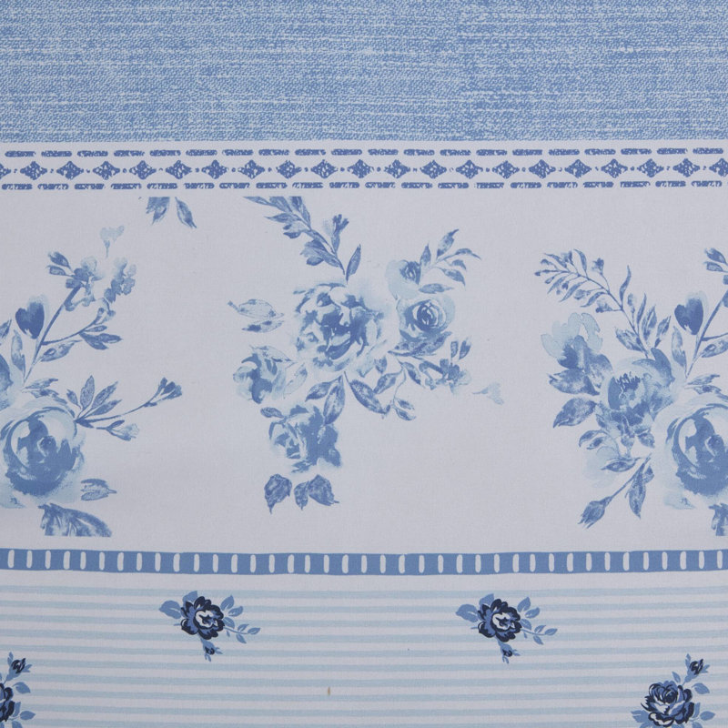 Housse de couette en microfibre rayée pleine fleur, abat-jour bleu à rayures, Édredon double + 2 taies décoratives