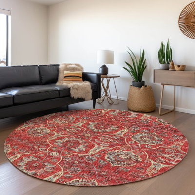 Premium Machine Washable Alliah AMF95 Red Rug