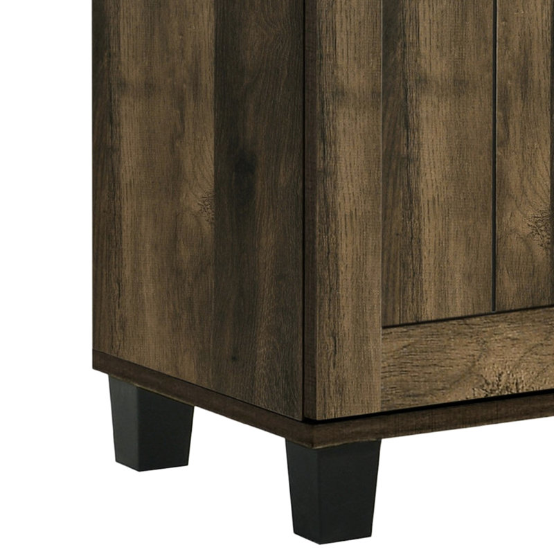 45"W Dark Oak Shoe Cabinet With 3 Doors, 6 Adjustable Shelves And Simple Design In Oak, Shelves, Adds Elegance To Home