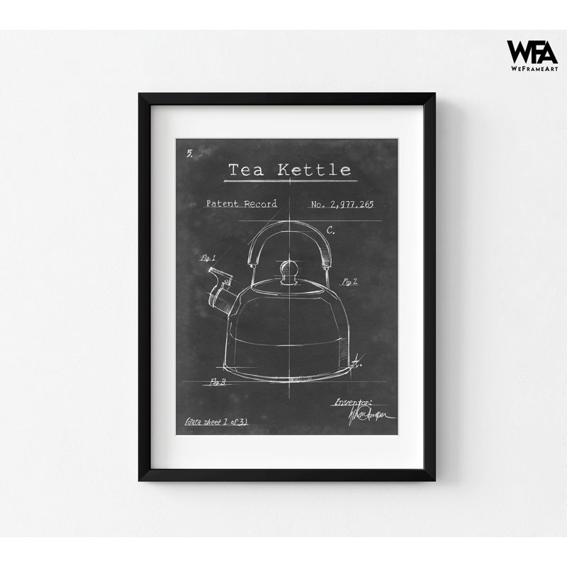 Affiche de thé bouilloire, impression d'art mural, impression de bouilloire rétro, théière, Noir, noir, noir, noir