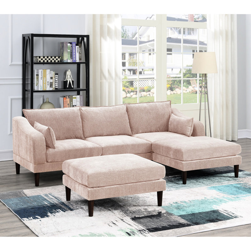 Contemporary 5Pcs Sectional, One Arm Chairs, Armless Chair, Ottomans, Versatile Furniture Piece 5 Fabric, Relaxing Vibe