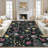 Modern Rug for Living Room Large Floral Printed Floor Carpet, Easy Cleaning Stain-Resistant Contemporary Indoor Mat for Bedroom, Office, Black-162883877