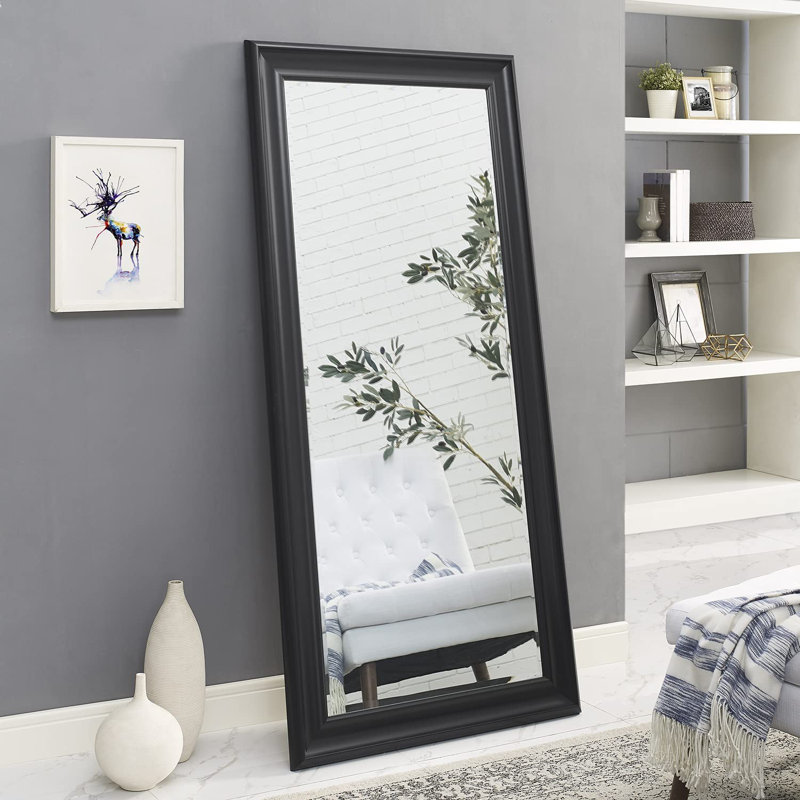Miroir de plancher Duwaine, blanc, Noir