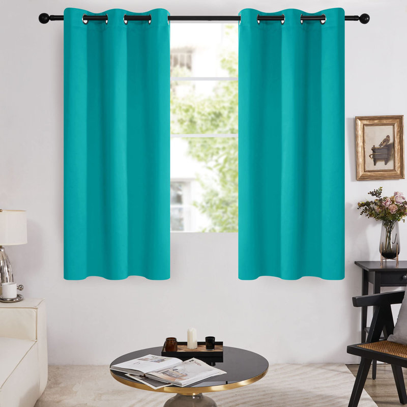 100 Percent Blackout with Liner Grommet Curtain Panel (Set of 4), 42" W x 63" L, Teal