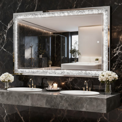 LED Diamond Wall Mirror, Diamond Mirror for Home Decor, Dimming & 3 Color Modes