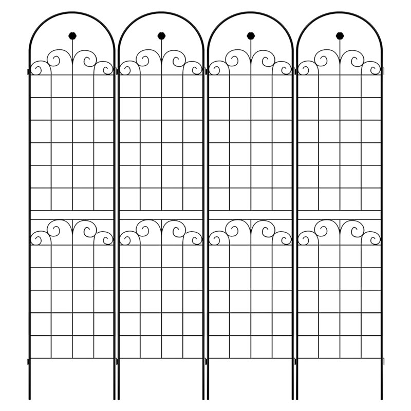 Treillis de jardin en métal pour plantes grimpantes, paquet de 4, treillis antirouille 87 po x 20 po