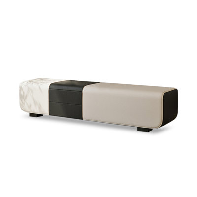 Double-color rectangular soft cushioned storage bedroom bench