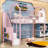 Twin-Sized Metal Loft Bed With Roof Design And Shelves-1440549175