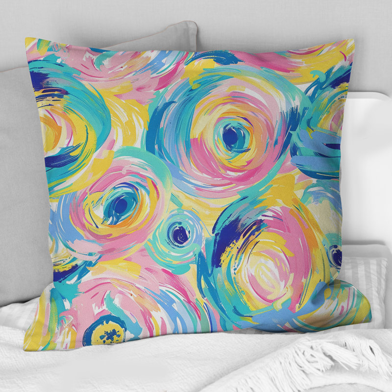 Coussin rose pastel abstrait rose I - abstrait, Carrée, H 18 po x l 18 po