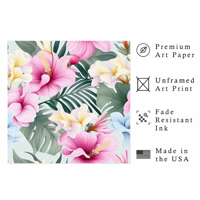 Motif floral hibiscus floral, H 16 po x l 16 po