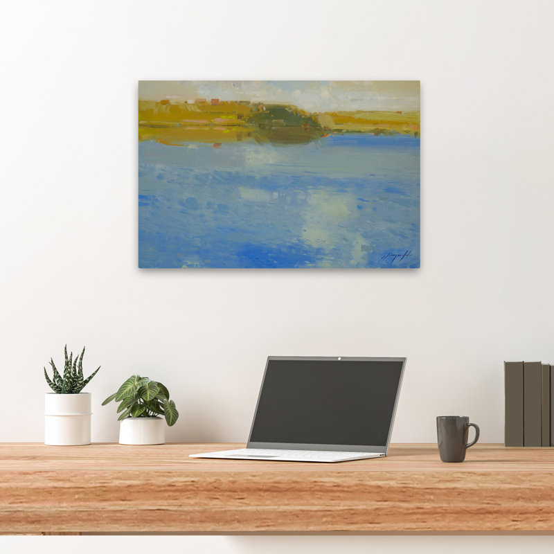 Lakeside - paysages côtiers contemporains, art des Lacs, H 16 po x l 24 po