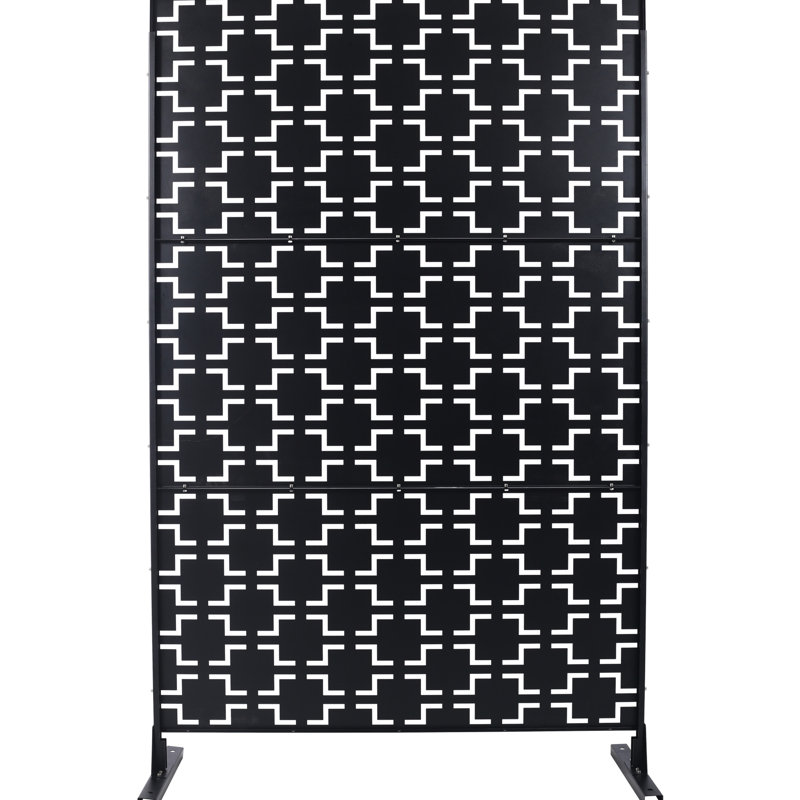 Écran d'intimité l 76 po H48 po - Métal pour terrasse, jardin décoratif noir