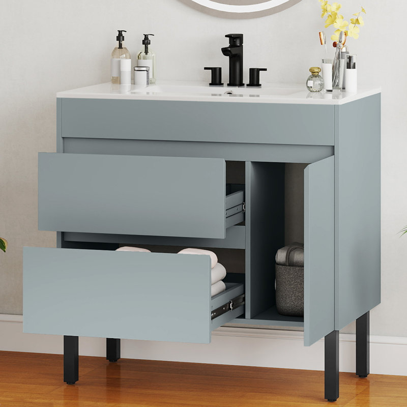  36 Inch Bathroom Vanity With Sink, Gray