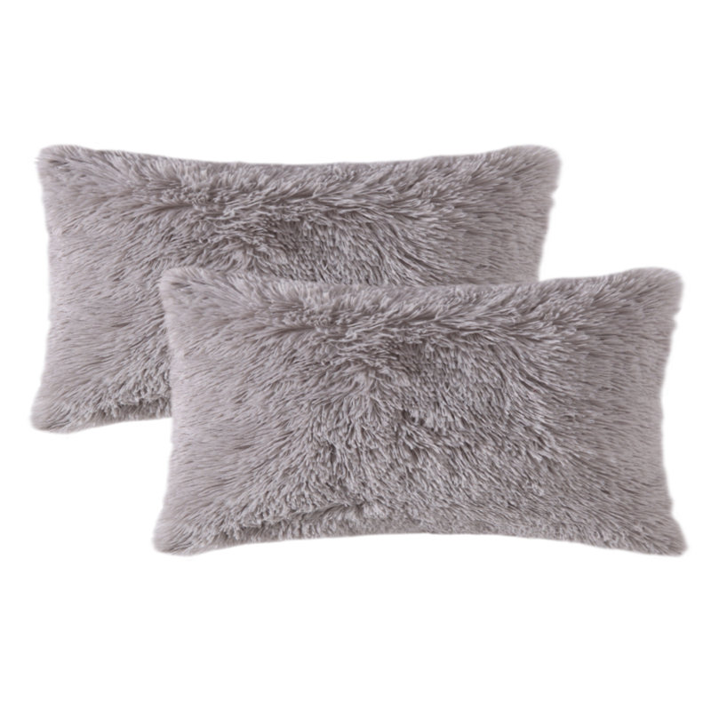 Housses de coussin à poils longs Cheer Collection, Gris clair, Housse de coussin seulement - sans insert, 14 x 20