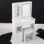 Petit meuble-lavabo de 29,2 po avec tabouret de bureau et tabouret rembourré à gauche 29,5 po, grande commande tactile, interrupteur tricolore, miroir à luminosité réglable, rangement à grande capacité, convient aux petits espaces-1018575446