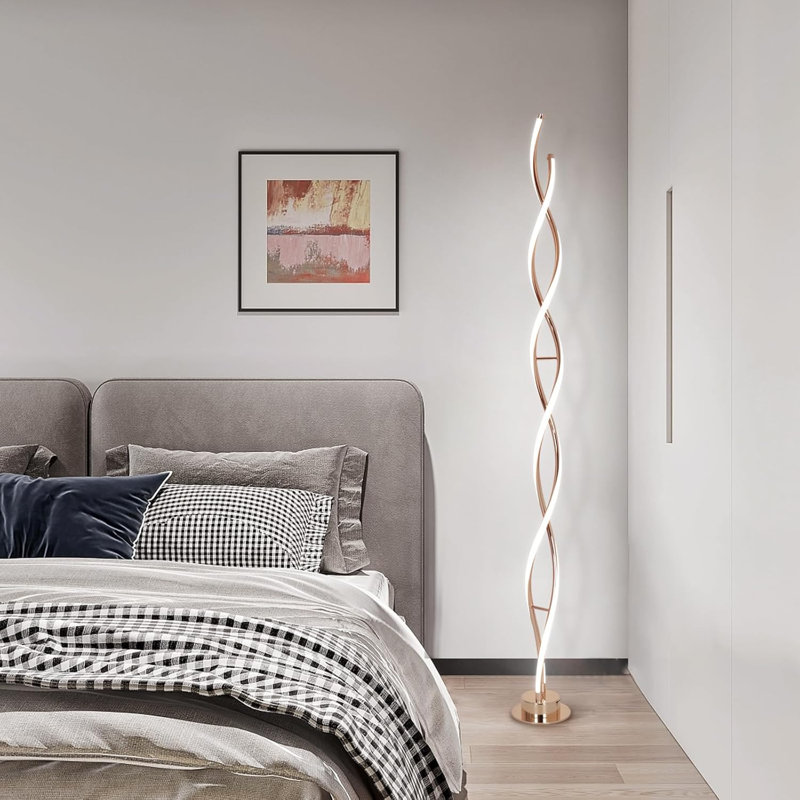 31W Modern Spiral Led Floor Lamp With Remote, 3-Color Dimmable, 58" Tall For Living Rooms Bedrooms Offices