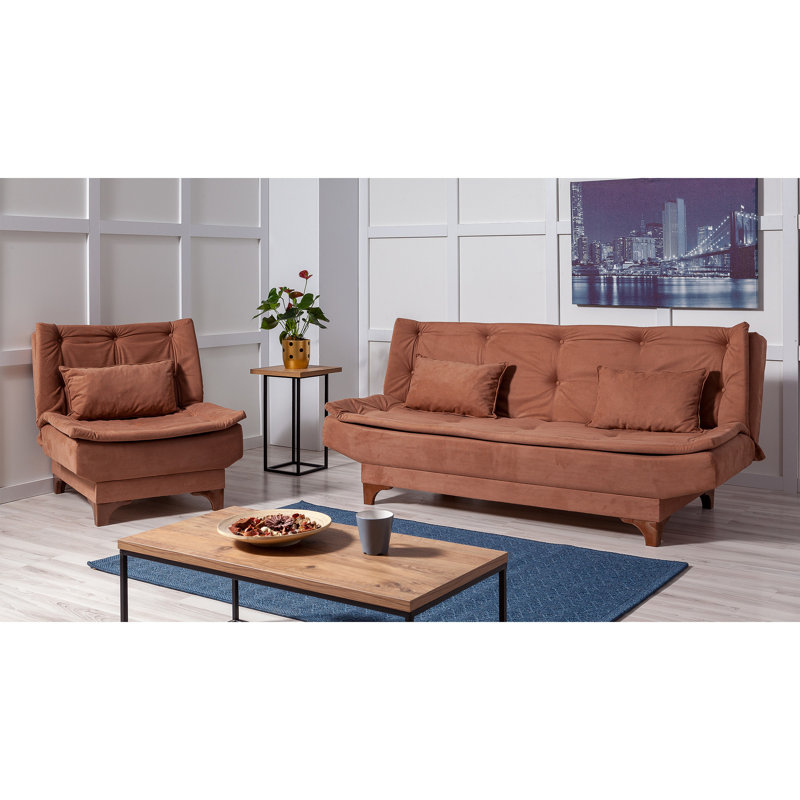 Ensemble de salon inclinable 2 pièces Sutton, 100 % coton brun