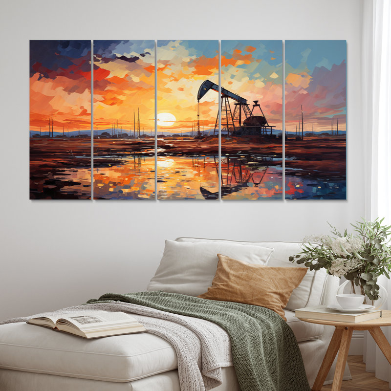 «Orange Oil Rigs Pumpjack In Texas II», 5 pièces