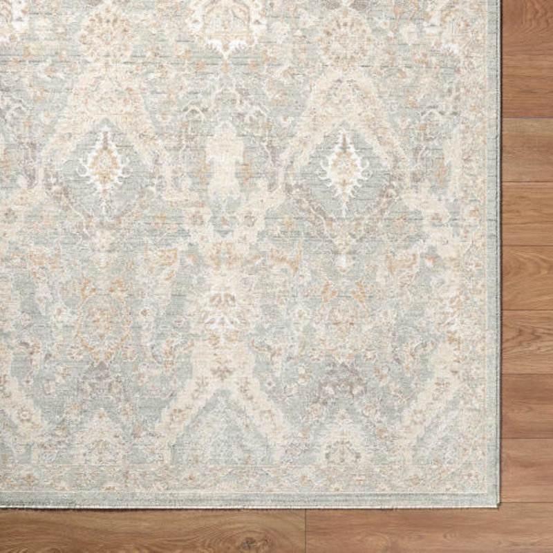 Landwehr Machine Woven Area Rug, Rectangle 7'10" x 10'2", Seafoam/Beige/Medium Gray