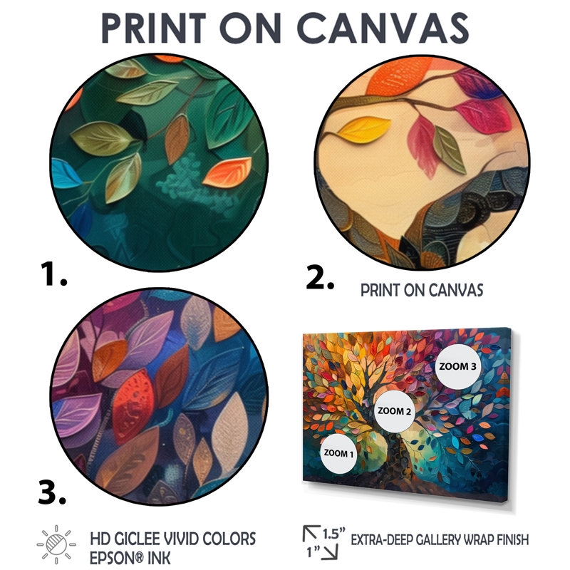 Colorful Tree Of Life II - Tree Of Life Canvas Wall Art Wall Decor Set, Wrapped Canvas, 40" H x 60" W x 1" D 
