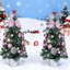 2 pièces Mini arbre de Noël de 17,7 pouces avec base de panier de bureau pour arbre de Noël, arc, pomme de pin, décorations de Noël
