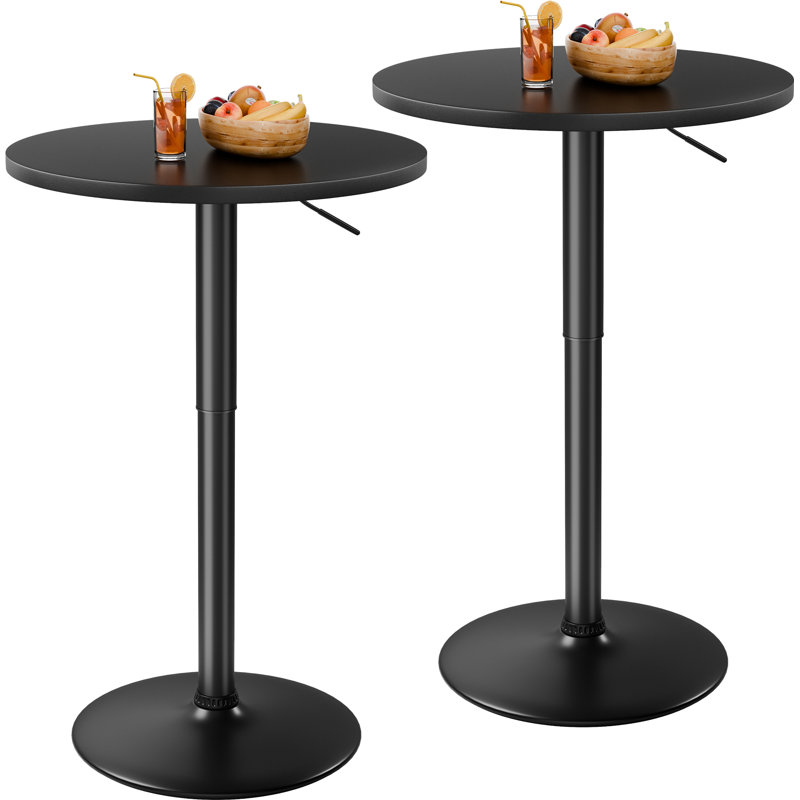 Table de bar ronde à hauteur réglable, table bistro bistro, table de salle à manger pivotante, Noir, Noir, 2