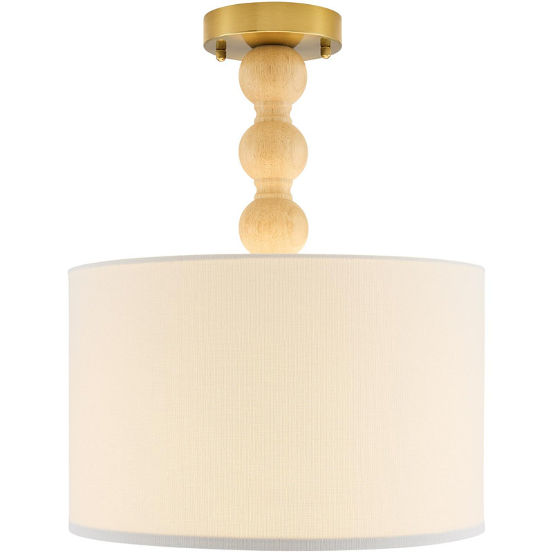 Luminaire suspendu tambour 1 lumière Glenell, Beige