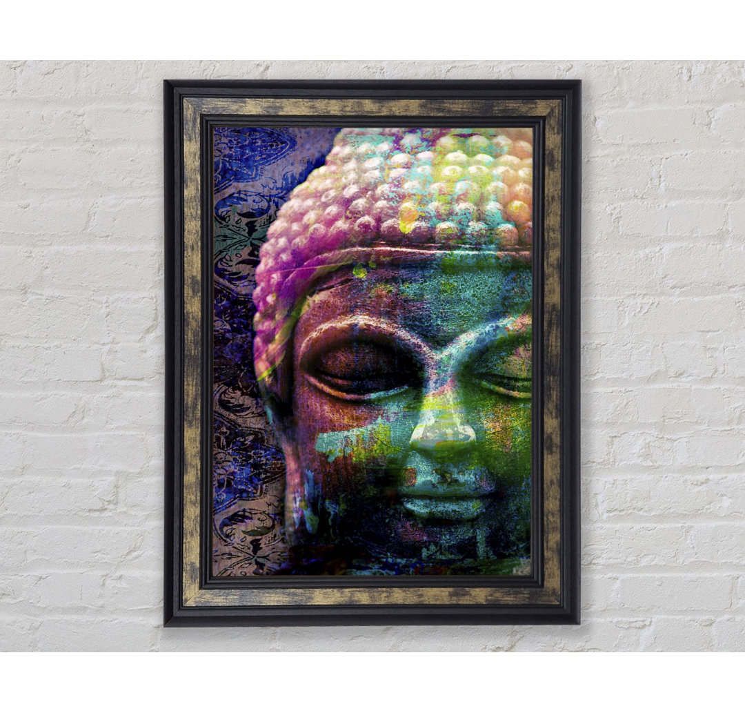 Retro Regenbogen Buddha - Einzelner Bilderrahmen Kunstdrucke