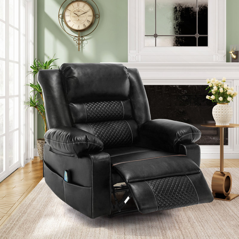Fauteuil inclinable de massage en cuir respirant, Noir