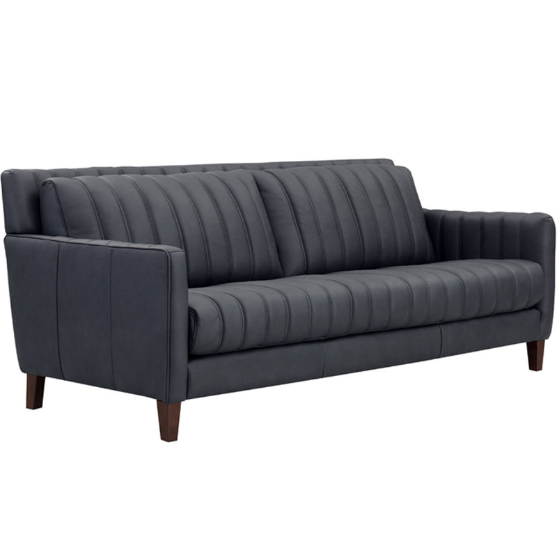 Darlena Top Grain Leather Sofa Couch, Ennis Gun Powder