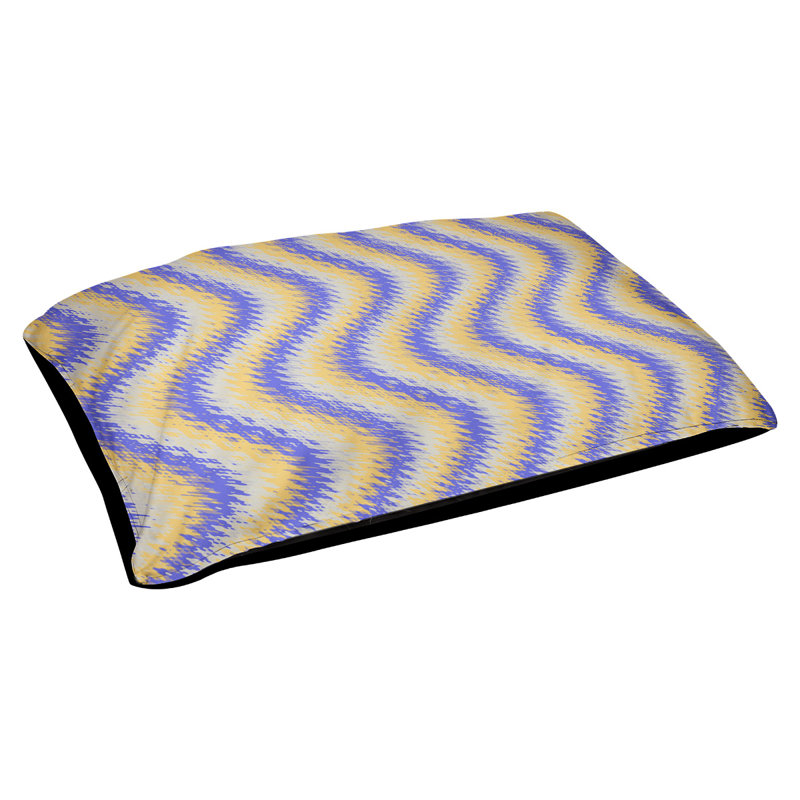 Oreiller pour chien à rayures ondulées pastel Campion, Grand (l 42,5 po x P 32,5 po x H 14 po), Bleu / Jaune
