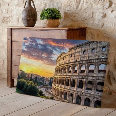 Canvas A Stunning Panoramic View Of The Colosseum In Rome At Wall Art Sunset Showcasing Its Ancient Stone Architecture Illuminated By Canvas Wall Art