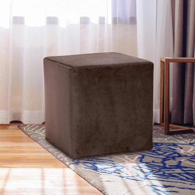 Contreras Upholstered Ottoman, Bella Chocolate Performance Velvet