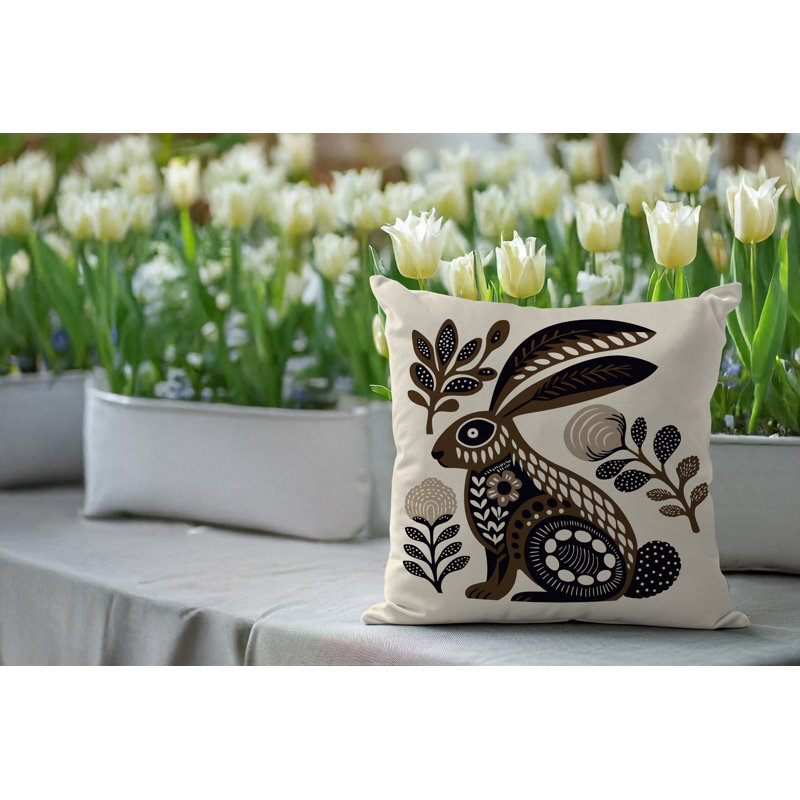 Coussin intérieur / extérieur Timi Rabbit, Carré 19 po, Beige