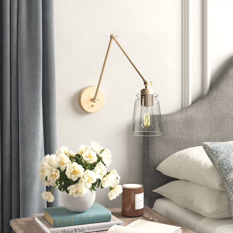 Lampe murale avec bras pivotant 1 lumière Eleni, Laiton vieilli