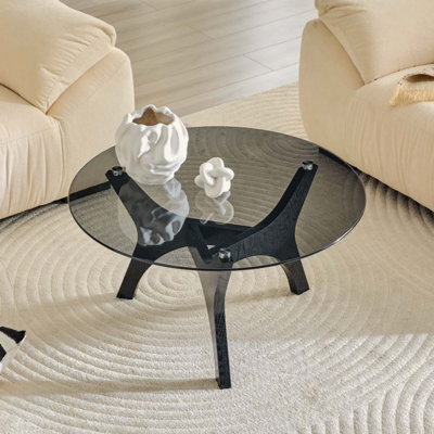 Table basse en verre de style moderne Mid-Century, idéale comme pièce maîtresse pour les salons, les chambres à coucher, les espaces de réception et les bureaux