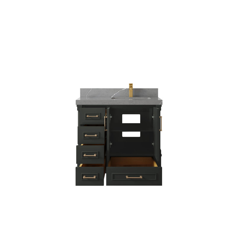 Aberdeen 36'' Single Bathroom Vanity with Top, Piatra Gray