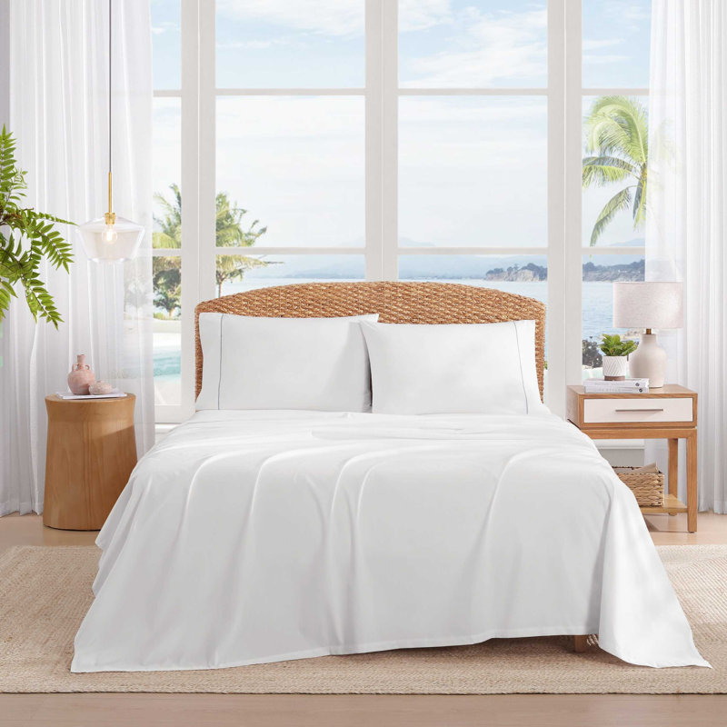 Tommy Bahama Printed Percale Cotton Sheet Set, Queen Sheet Set with 2 Pillowcases, Pink Angel Fish