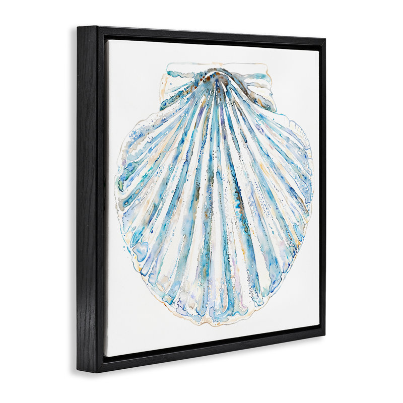 «Clam Shell» sur toile encadrée flottante par Christine Zalewski, Cadre flottant noir de jais, H 25 po x l 25 po