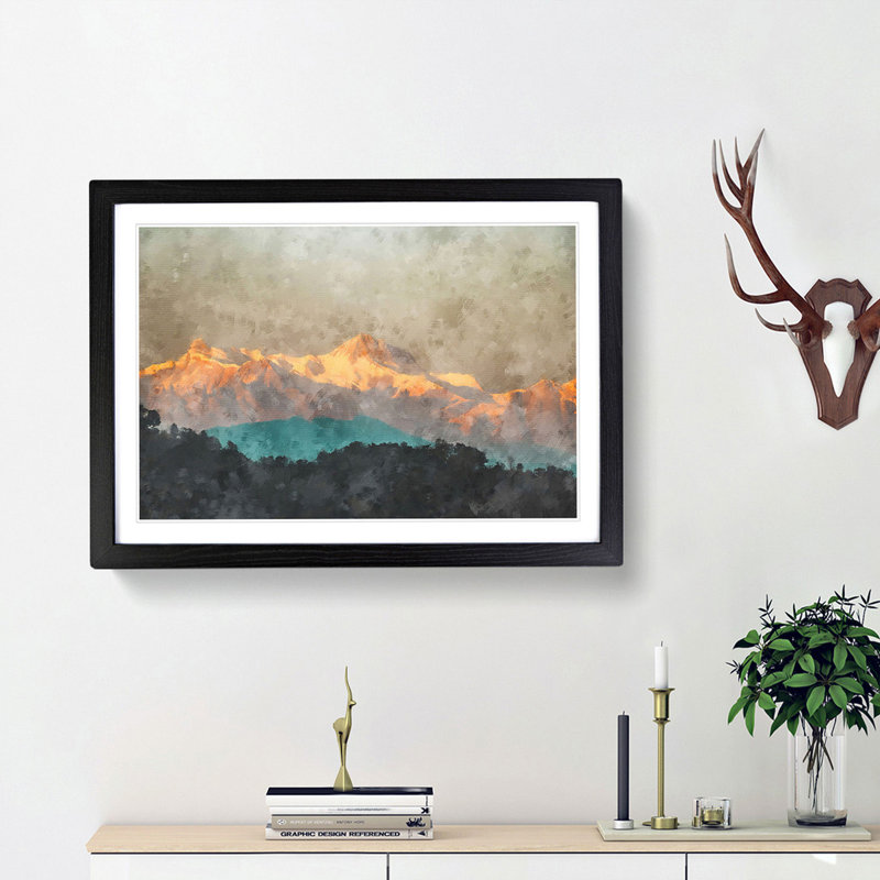Mountains in Pokhara Nepal - Picture Frame Graphic Art Print, 45cm H x 63cm W x 2cm D, Black Framed
