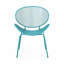 Chaise d'extérieur - Coque en fer turquoise, 62,2 cm L x 66,4 cm P x 85,2 cm H, pour terrasse, 2 chaises, design tout en courbes.
