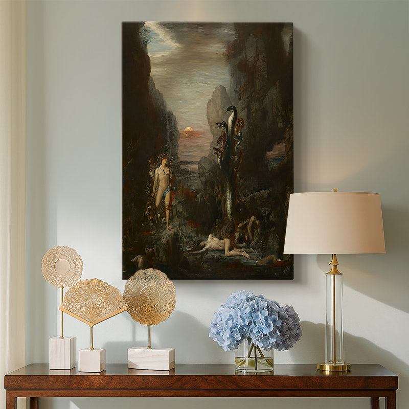 «Hercules and the Lernaean Hydra», toile tendue par Gustave Moreau, 24 po x 36 po