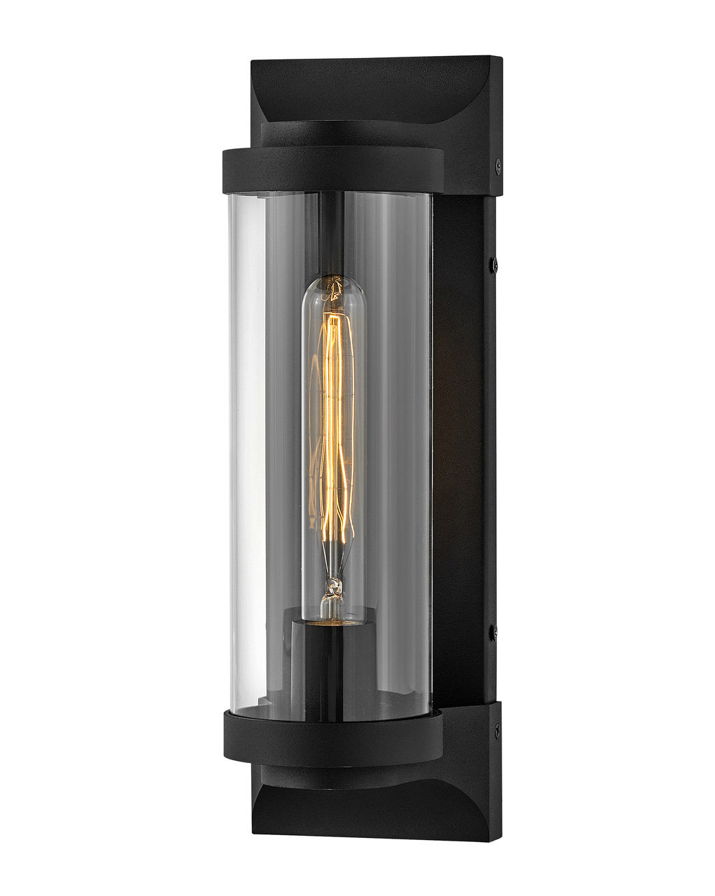 Jill Single Light Cylinder Outdoor Aluminum Wall Light, Textured Black, 14" H x 4.5" W x 4.5" D